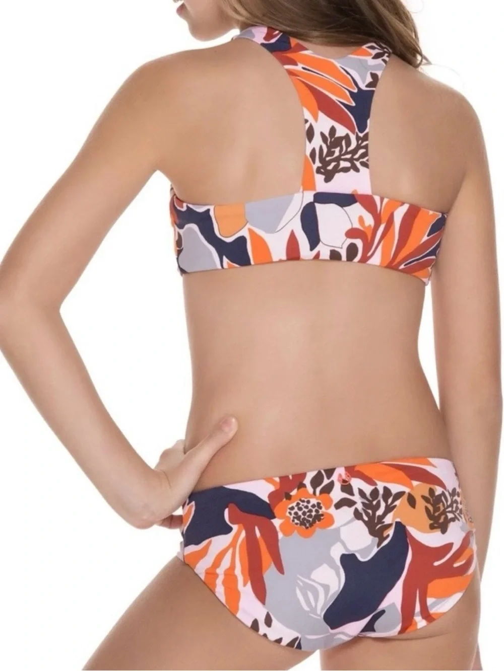 Maaji Girls Reversible Tankini Size 4 Racerback Bikini Tropical Stripes NWT